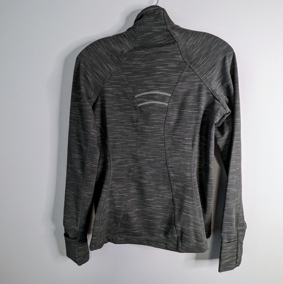 Athleta Striated Hope Full Zip Jacket Heather Olive Green Size Small EUC $149 - Picture 2 of 7
